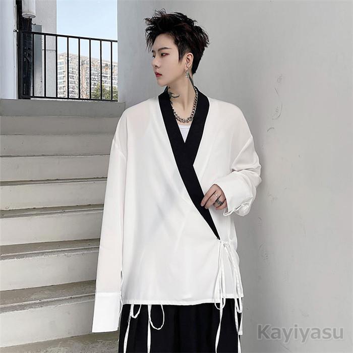 シャツ 甚平風 羽織 メンズ カジュアルシャツ 個性的 ゆったり 長袖シャツ 男性用 和式 浴衣風 ビッグシルエット トップス オシャレ 街着 春夏秋 コーデ 008 Ngf C115 Kayiyasu ヤフー店 通販 Yahoo ショッピング