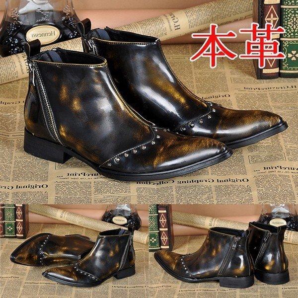数量は多 ショートブーツ メンズ 本革 短靴 革靴 レザーシューズ 紳士靴 ポインテッドトゥ ハイカット サイドジップ イギリス風 上質で快適 Www Muslimaidusa Org