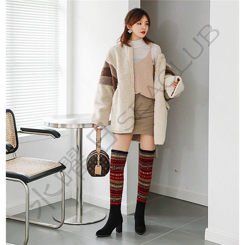 ニットロングブーツ レディース 長靴 ニーハイブーツ 綺麗 派手 春秋冬シューズ サイハイブーツ 人気 オシャレ 暖かい ローヒール コンフォート 可愛い 052 Ttbxy Z611 Kayiyasu ヤフー店 通販 Yahoo ショッピング