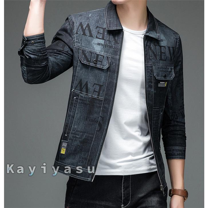 海外最新 紳士服 防寒アウター カジュアル 春秋 ビジネス ステンカラージャケット ライトアウター Gジャン ブルゾン メンズ デニムジャケット 高級感 お洒落 通勤着 Gジャン デニム カラー ブラック Captains Agency