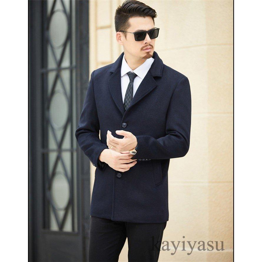 本物 テーラードジャケット アウター ウール 通勤 暖かい ビジネスコート メンズ チェスターコート 防寒着 ショートコート ラシャ チェスターコート カラー ブルー Kisa Mit Edu