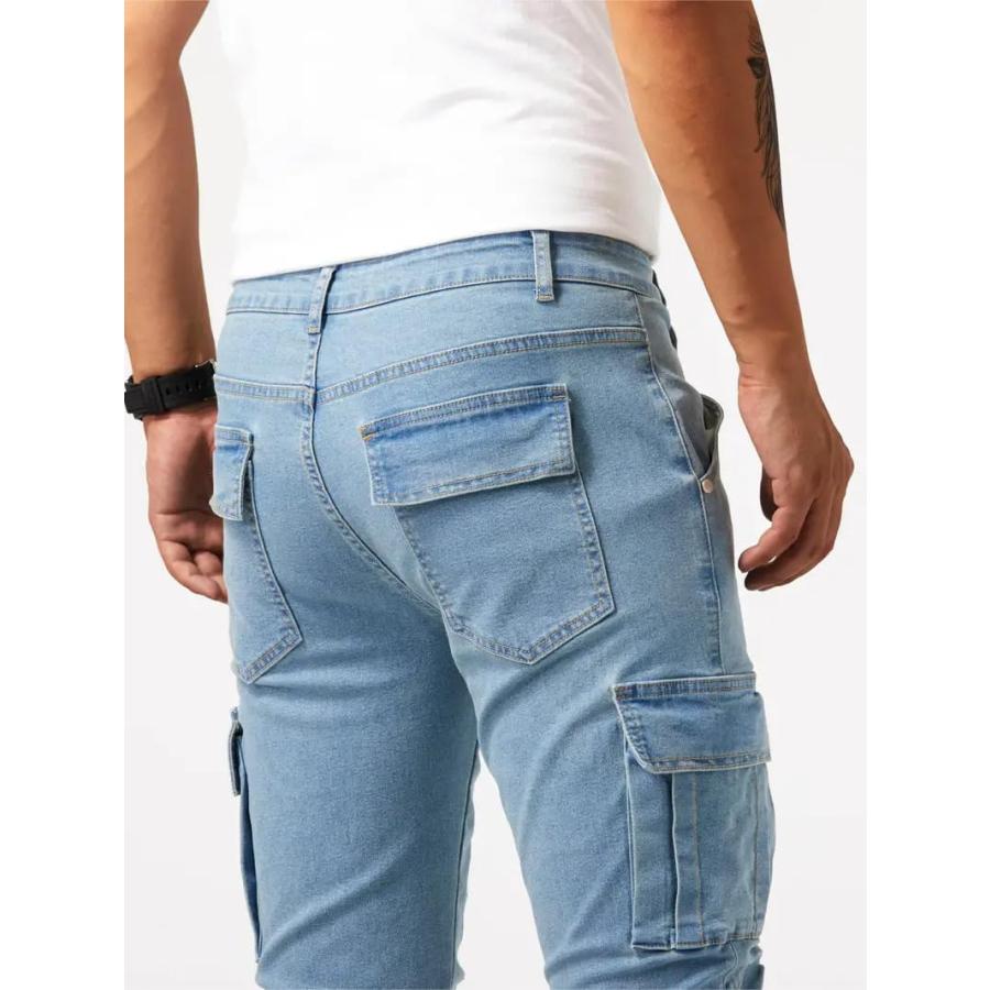 デニムパンツ メンズ スキニージーンズ カーゴパンツ ストレッチ 