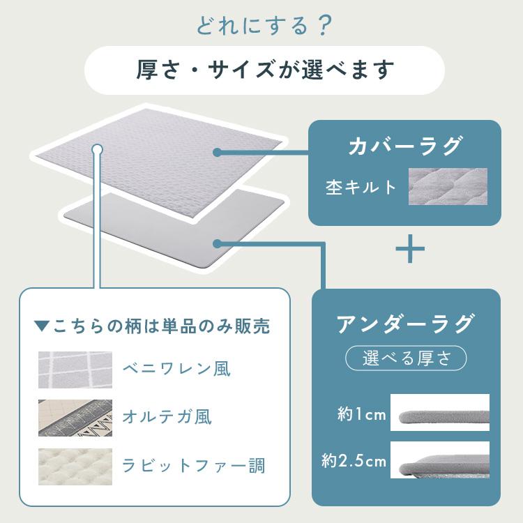 [数量限定　洗濯ネットおまけ付き]ラグ 1.5畳 カーペット ラグマット 洗える 厚手 滑り止め アイリスオーヤマ Hagash カバーラグ アンダーラグ HAGSM25-1318 * | IRIS OHYAMA | 02