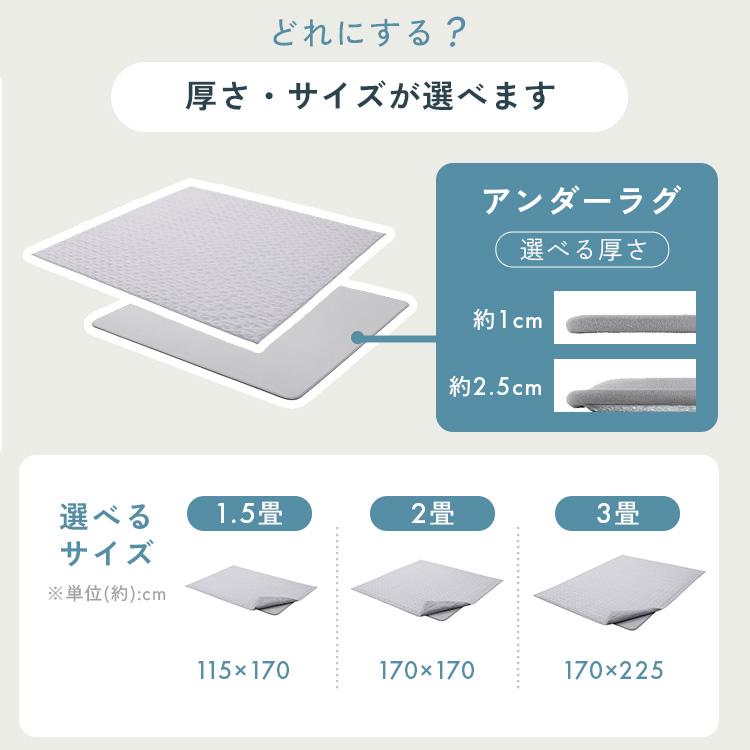 ラグ 下敷き 2畳用 パッド カーペット 滑り止め 厚手 高反発 防ダニ アイリスオーヤマ Hagash 約170×170cm アンダーラグ HAGU25-1818 * | IRIS OHYAMA | 01