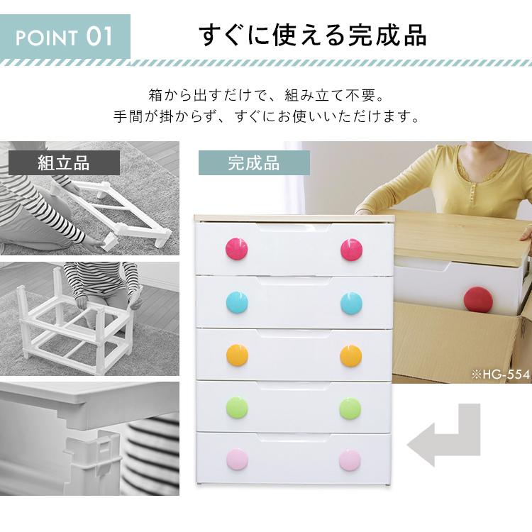 チェスト 完成品 5段 収納 棚 子供部屋 キッズ収納 おしゃれ カラフル タンス たんす 衣装ケース 天板付き HG-725 アイリスオーヤマ_5