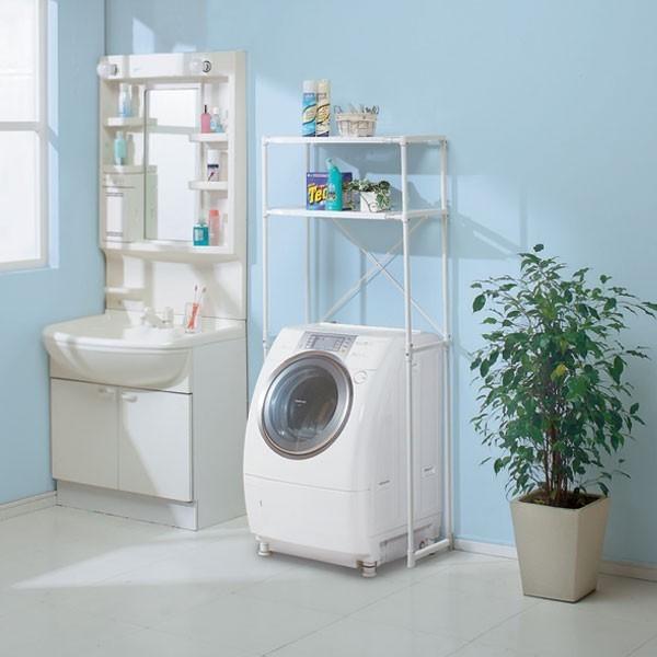 【新品】ランドリーラック 洗濯機収納 ランドリー 155×76× 53 洗濯機ラック(伸縮式)/ハンガーバー付き - インテリアの通販なら