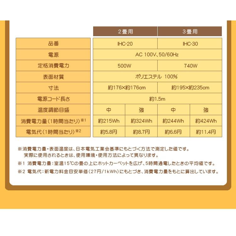 ホットカーペット 電気ホットカーペット IHC-10-H 1畳 アイリスオーヤマ 一人暮らし冬用｜sofort｜09