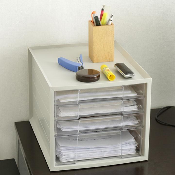 IRIS OHYAMA レターケース A4 浅型 3段 深型 1段 4個セット