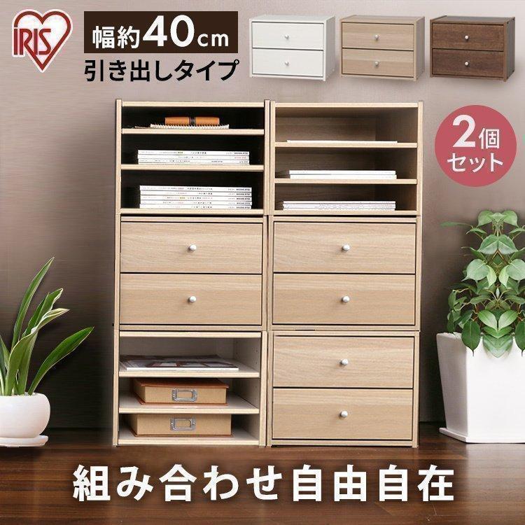 IRIS OHYAMA（アイリスオーヤマ） カラーボックス 2個セット 収納 扉