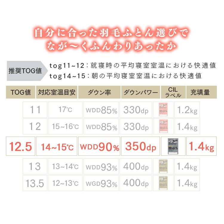 羽毛布団 掛け布団 ダブル ロング ホワイトダックダウン 90％ 日本製