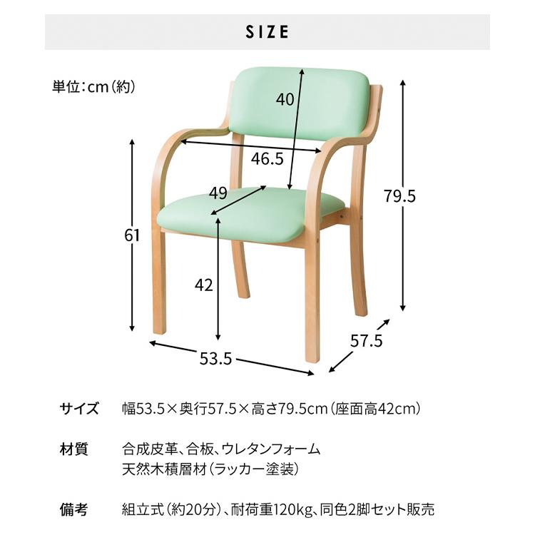 ダイニングチェア 2脚セット 介護 介護施設 スタッキング 北欧
