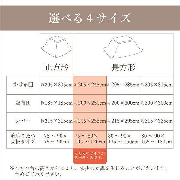 こたつ布団3点セット こたつ掛布団 こたつ敷布団 こたつカバー 掛布団サイズ205×245cm 洗えるカバー付き (代引不可)(TD)｜sofort｜10