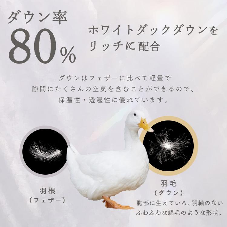 羽毛布団 掛け布団 セミダブル ロング ホワイトダックダウン 80％ 日本
