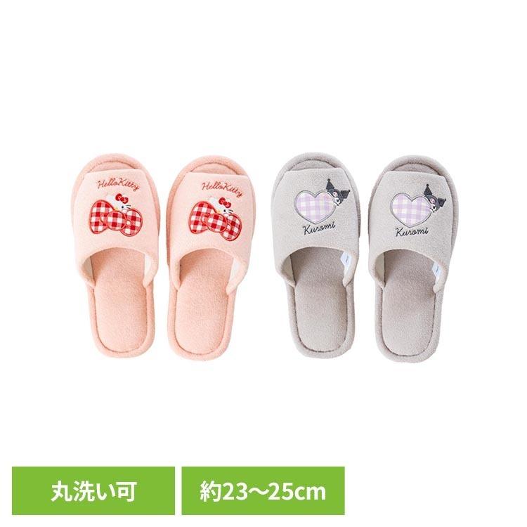 レトロ‼️♡とお花刺繍付きキティスリッパ 未使用キティルームシューズタグ付 ハローキティ 半包みスリッパ ルームシューズ レオパード柄 (Hello