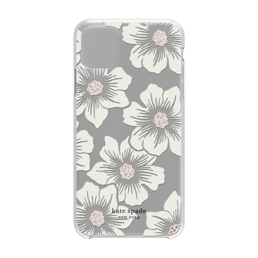Kate Spade iPhone11ProMax Protective Hardshell SCATTERED FLOWERS black / white / gold gems / clear｜softbank-selection｜02