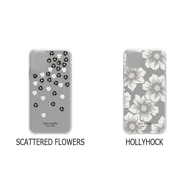Kate Spade iPhone11ProMax Protective Hardshell SCATTERED FLOWERS black / white / gold gems / clear｜softbank-selection｜03