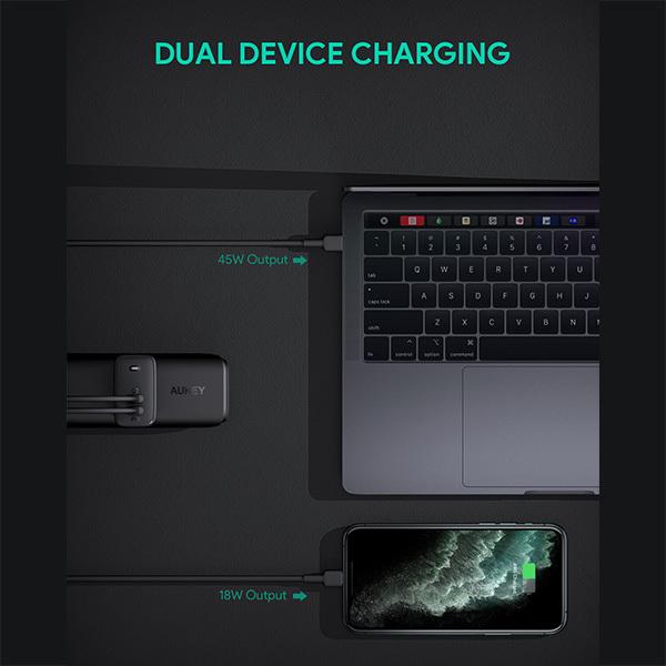 AUKEY オーキー 急速充電器 Omnia Duo 65W PD対応 タイプC 2ポート ホワイト 白 2口｜softbank-selection｜09