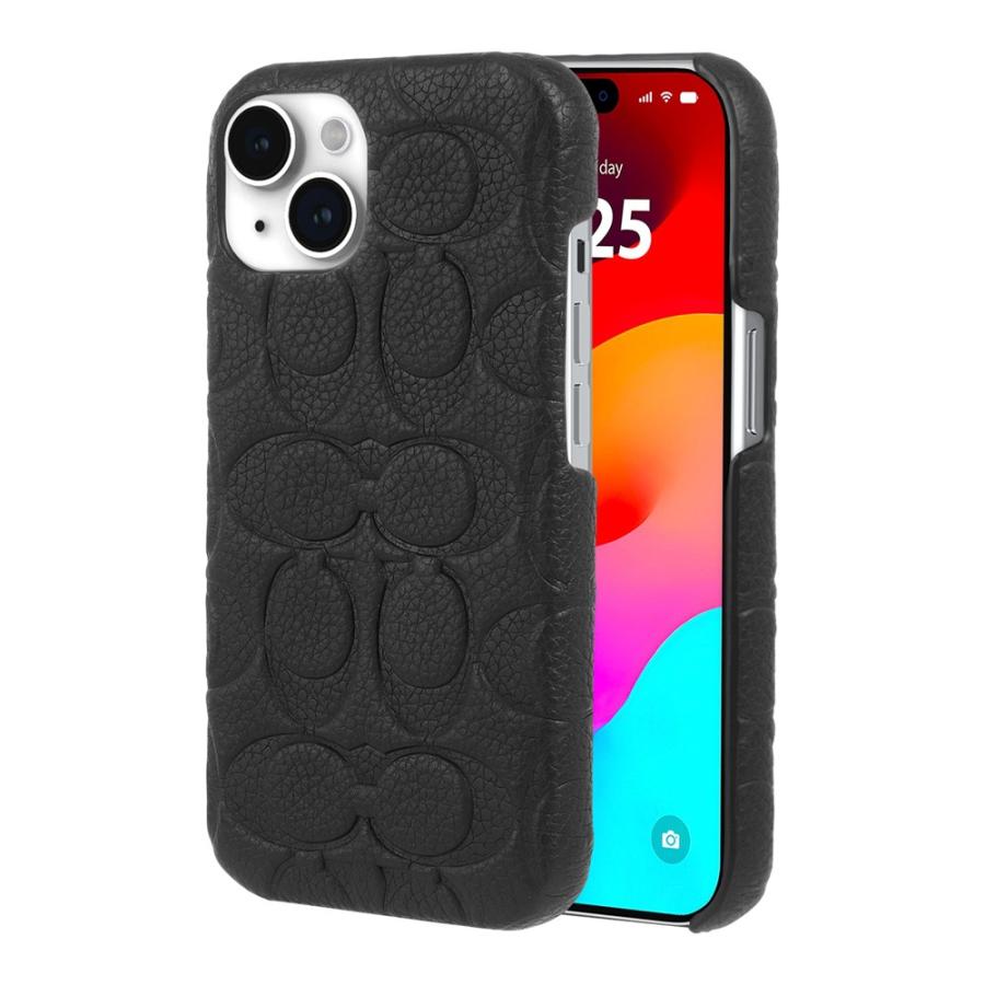 COACH コーチ iPhone 15 Coach Leather Slim Wrap Case - Black 