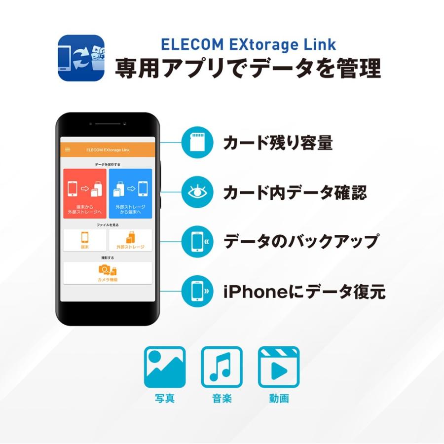 エレコム ELECOM Lightningカードリーダー/SD+microSD対応/ホワイト_5