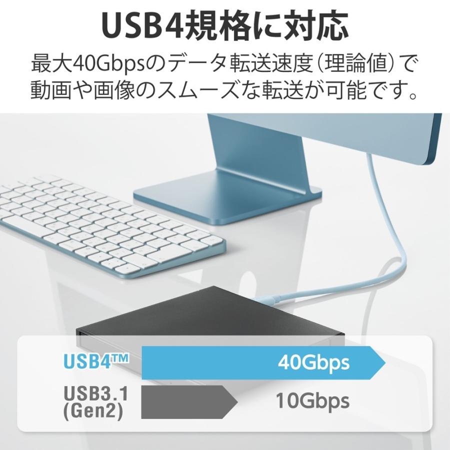 USBケーブル USB4 USB-IF 正規認証品 USB-C to USB-C PD対応 最大100W 80cm ブルー｜softbank-selection｜03