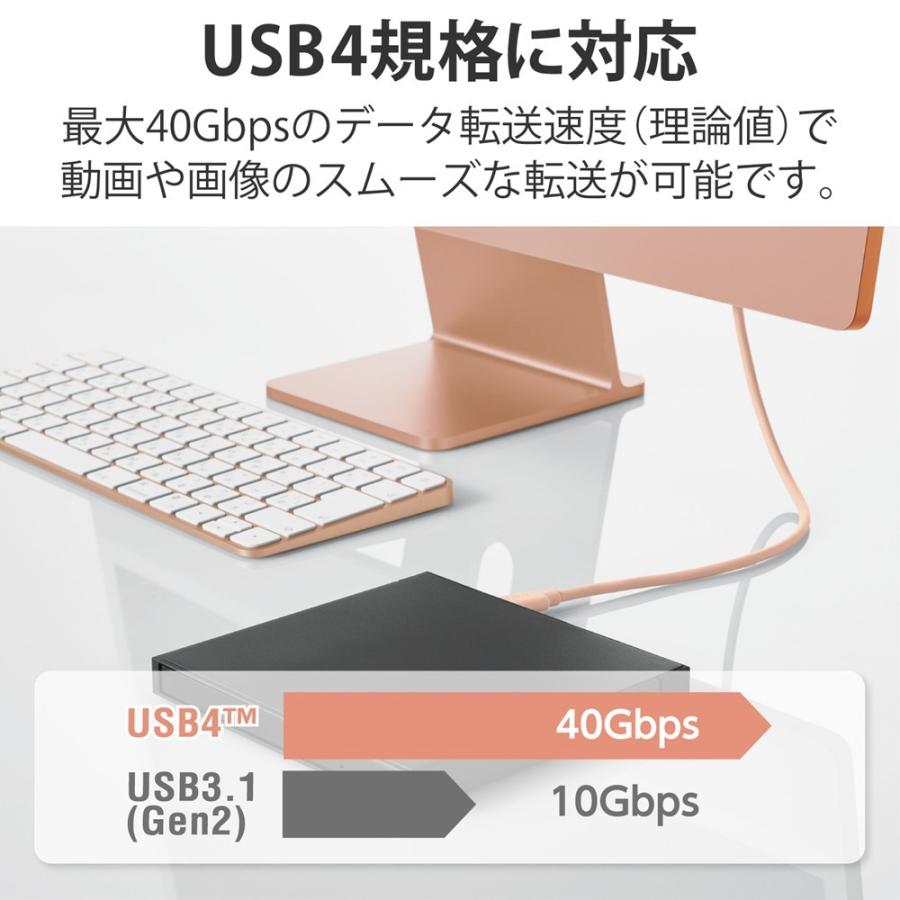 USBケーブル USB4 USB-IF 正規認証品 USB-C to USB-C PD対応 最大100W 80cm オレンジ｜softbank-selection｜03