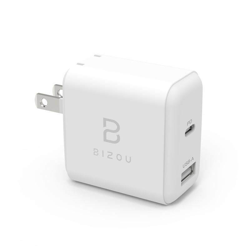 ACアダプター BIZOU 2ポート PD20W+12W BASIC 急速充電 USB-C＋USB-Aポート 折り畳み式プラグ 1年保証 最大32W BZ-AC03 送料無料 充電器 iPhone Android iPad | iPad | 14