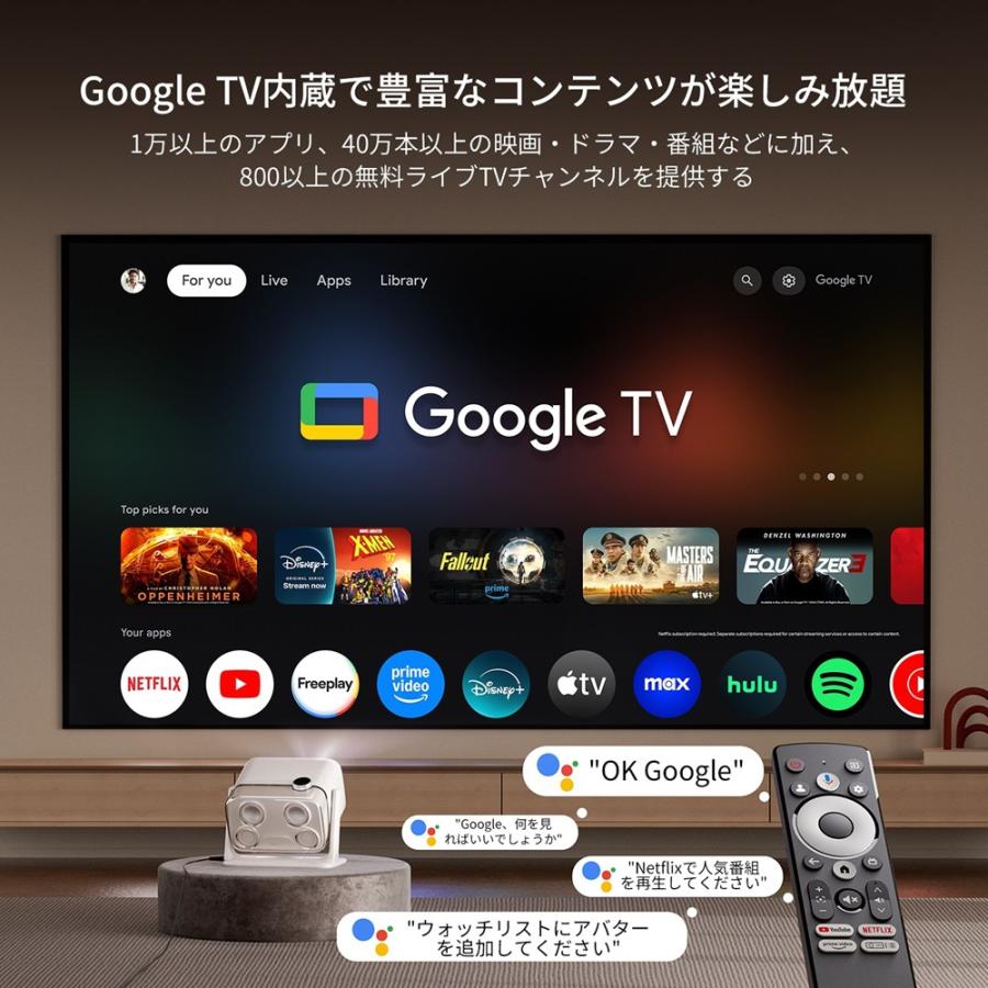 AURZEN Boommini ホームプロジェクター Google TV 1080p 500ANSI