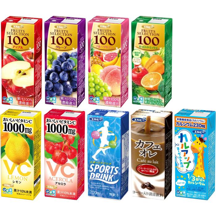 エルビー 果汁 スポーツドリンク 他 200ml 紙パック 選べる 96本 (24本