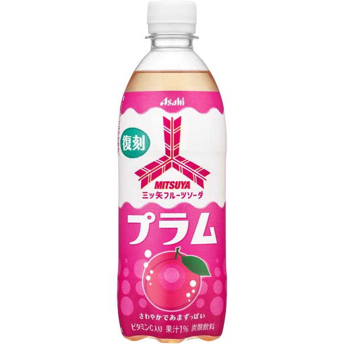 三ツ矢 アサヒ フルーツソーダ プラム 500ml ペットボトル 48本 (24本