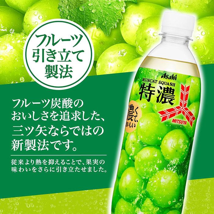 三ツ矢 アサヒ 特濃 マスカットスカッシュ 500ml ペットボトル 24本入