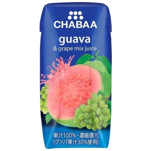 ハルナプロデュース CHABAA 100%ミックスジュース グァバ&グレープ 180ml 紙パック 72本 (36本入×2 まとめ買い) 果汁飲料 100％ 濃縮還元 チャバ｜softdrink｜02