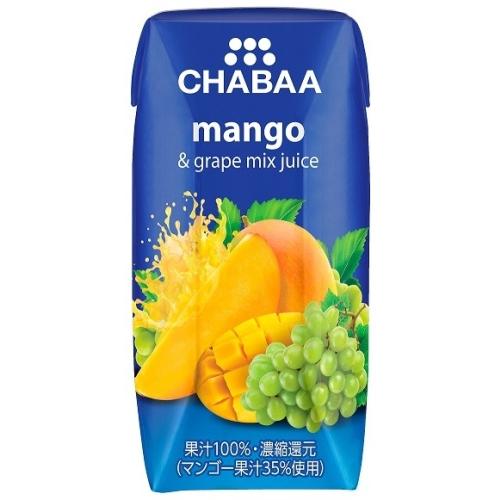 ハルナプロデュース CHABAA 100%ミックスジュース マンゴー&グレープ 180ml 紙パック 36本入 果汁飲料 100％ 濃縮還元 チャバ｜softdrink｜02