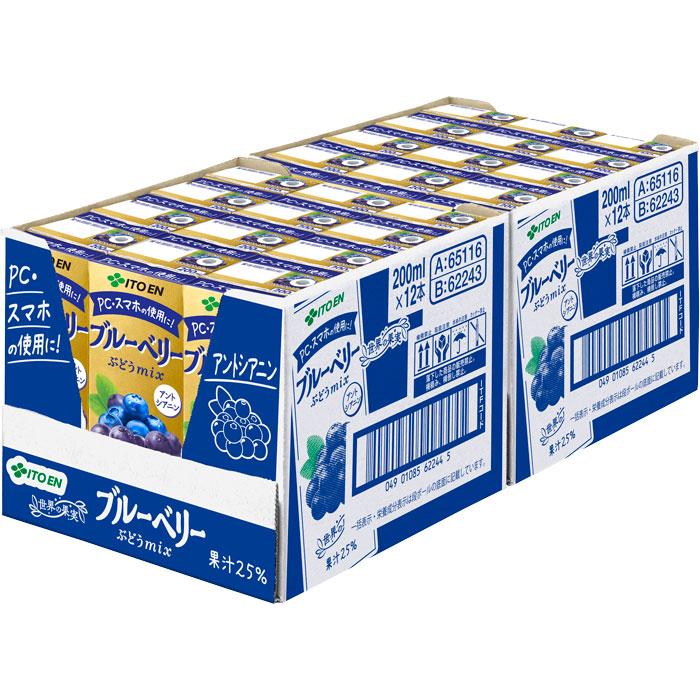 伊藤園（ITO EN） ブルーベリーぶどうmix 200ml 紙パック 72本 (24本入