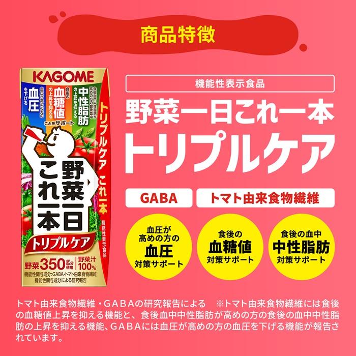 野菜一日これ一本 カゴメ トリプルケア 200ml 紙パック 96本 (24本入×4