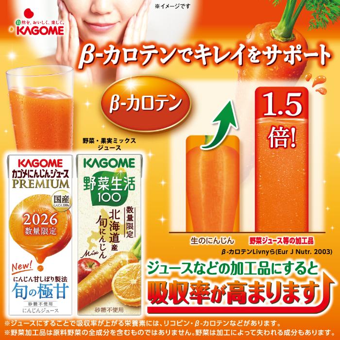 KAGOME（カゴメ） にんじんジュース プレミアム 2026 195ml 紙パック