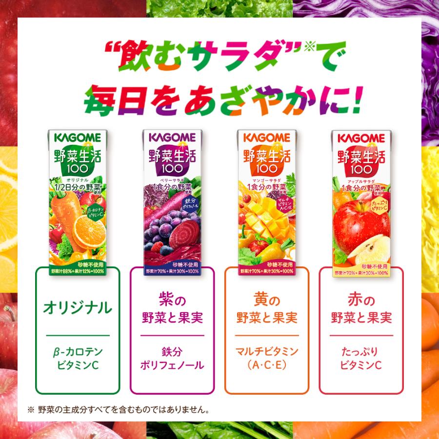 野菜生活100 〔ストアポイント+4%〕 カゴメ オリジナル 200ml 紙パック