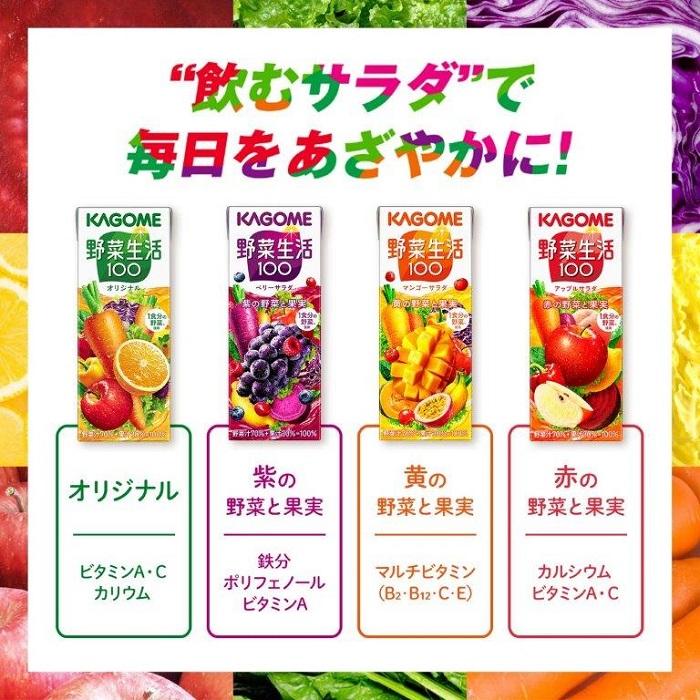 カゴメ 野菜生活100 オリジナル 200ml 紙パック 24本入 野菜ジュース｜softdrink｜03