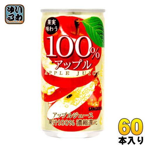 サンガリア 果実味わう 100％アップルジュース 190g 缶 60本 (30本入×2 まとめ買い)｜softdrink
