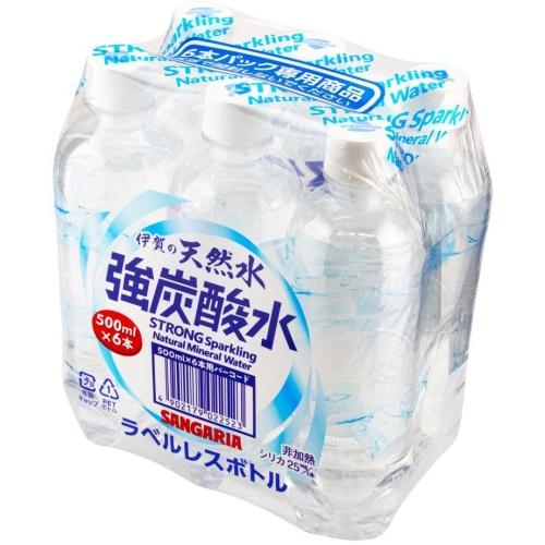 サンガリア（SANGARIA） 伊賀の天然水 強炭酸水 ラベルレス 500ml