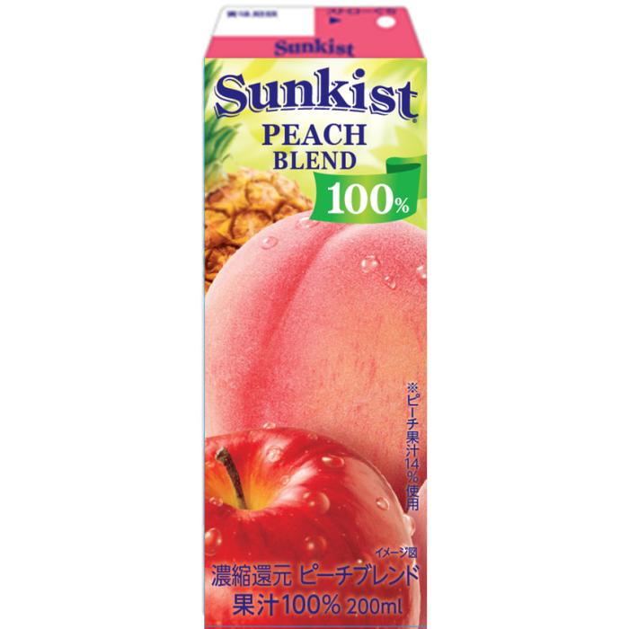 森永乳業 サンキスト 100% ピーチブレンド 200ml 紙パック 24本入 果汁