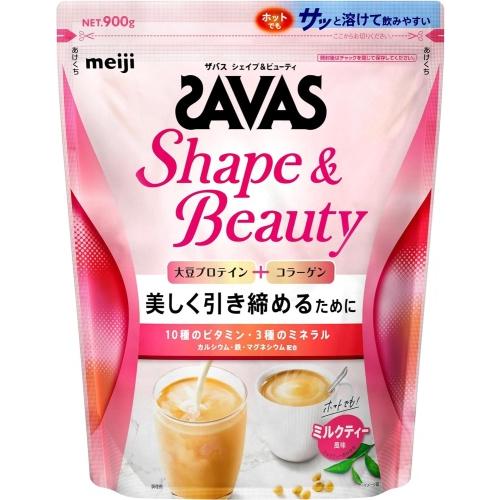 明治 ザバス シェイプ\u0026ビューティ ミルクティー風味 900g 3袋 (1袋入×3 まとめ買い) プロテイン コラーゲン ビタミンの画像