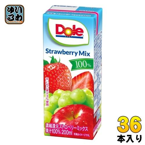 雪印メグミルク Doleストロベリーミックス100% 200ml 紙パック 36本