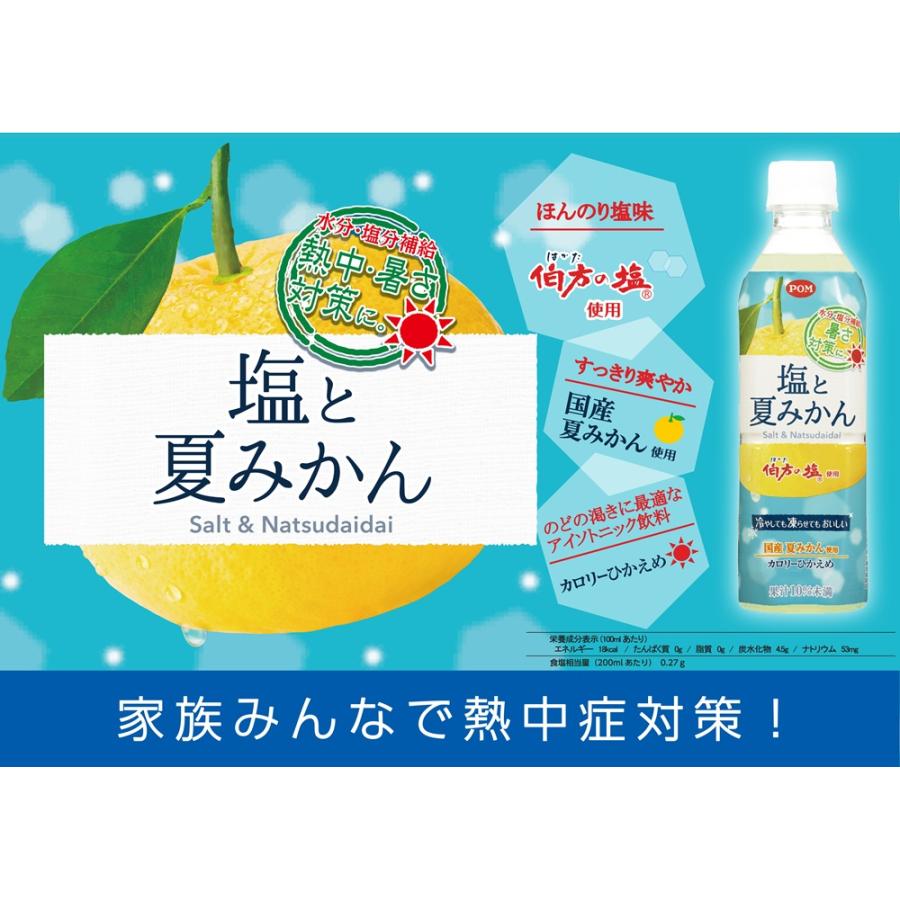 POM えひめ飲料 ポン 塩と夏みかん 490ml ペットボトル 48本 (24本入×2 