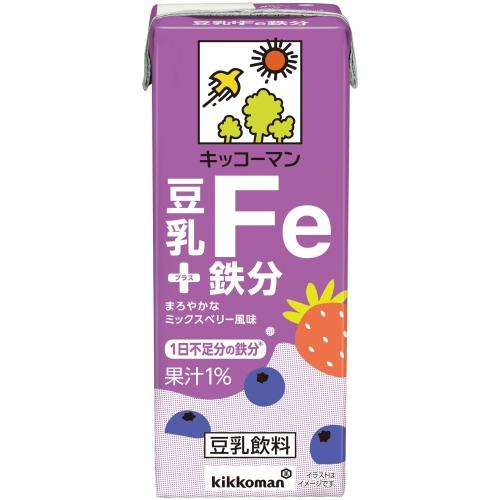 キッコーマン豆乳 キッコーマン 豆乳+鉄分 200ml 紙パック 18本入 豆乳