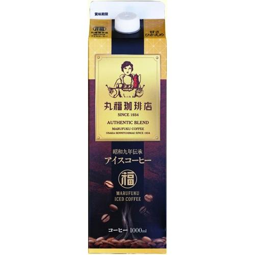 丸福珈琲店 昭和九年伝承アイスコーヒー 甘さひかえめ 1L 紙パック 12本 (6本入×2 まとめ買い)｜softdrink｜02