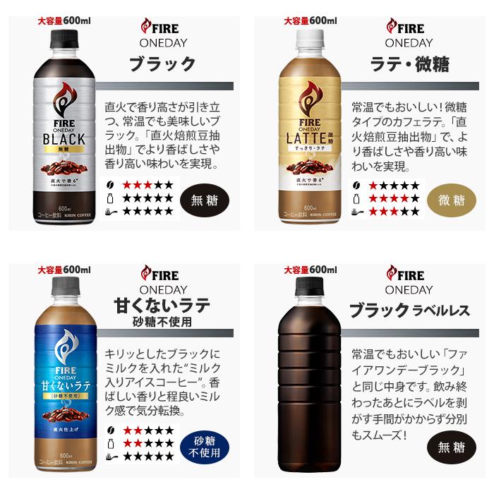 FIRE キリン ファイア ワンデイ 600ml ペットボトル 選べる 48本 (24本