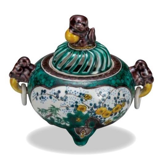 □福島武山□赤絵九谷焼陶板・陶版画□額装□