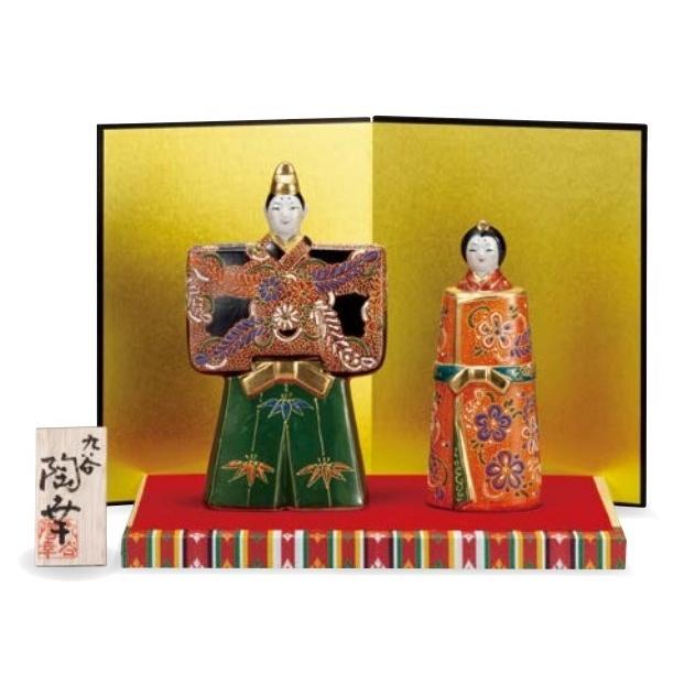 九谷焼　九谷長峰　在銘　雛人形　細描盛　（台・屏風・立札付 ) 九谷焼 九谷長峰 在銘 雛人形 細描盛 （台・屏風・立札付 ) 名