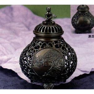 丘陵銅器 香炉【玉型（唐草透し文）間取景色】言い慣わし芸術作物品 キッチン、日用品、文具-冠婚葬祭、宗教用品