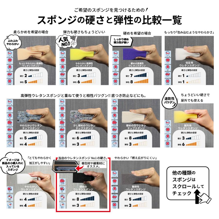 硬めのウレタンスポンジ−希望サイズ販売−ウレタンフォーム 切り売り オーダーカット 梱包材 緩衝材 芯材 クッション材 DIY 日本製 |  | 15